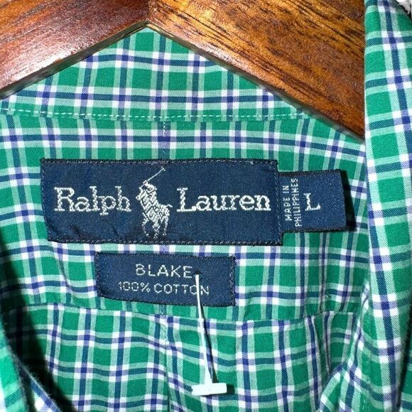 Polo Ralph Lauren Green Check S/S Button Down Shirt L - Picture 2 of 7